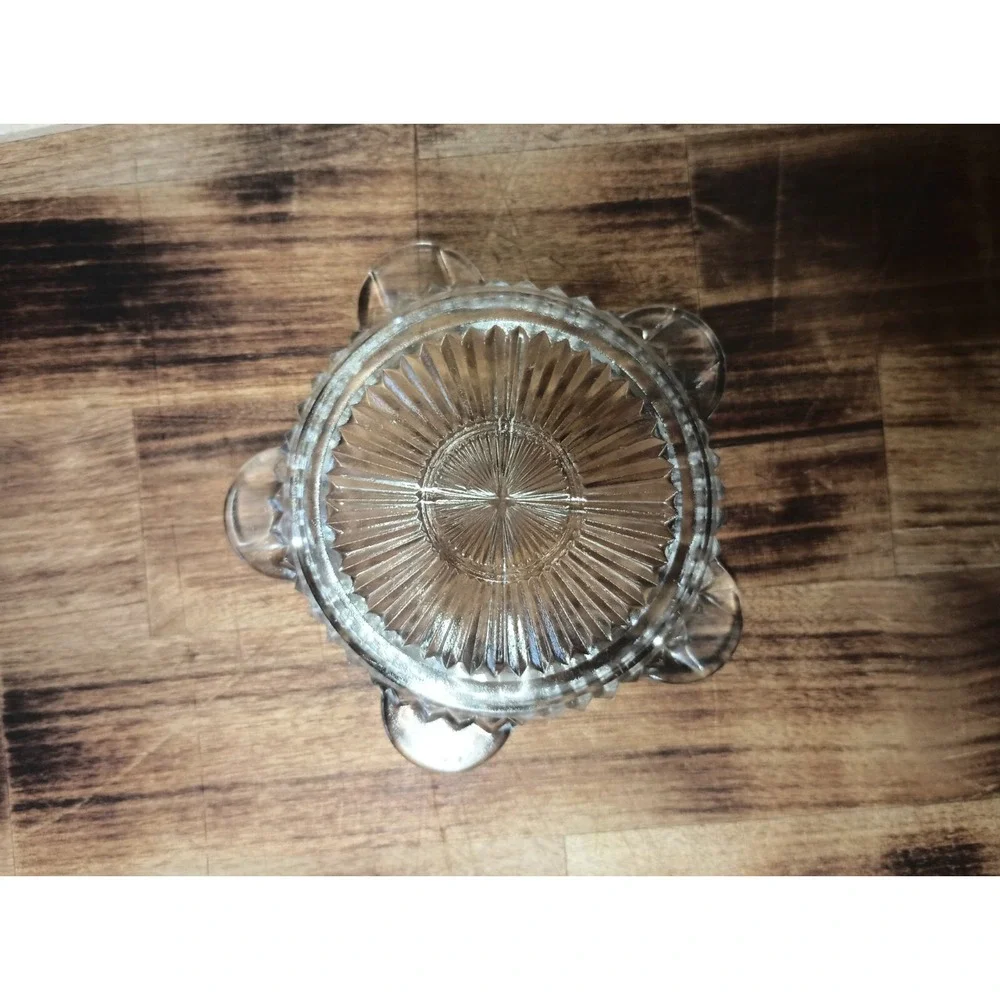Vintage Clear Glass Ash Tray Star‎ Ribbed 3